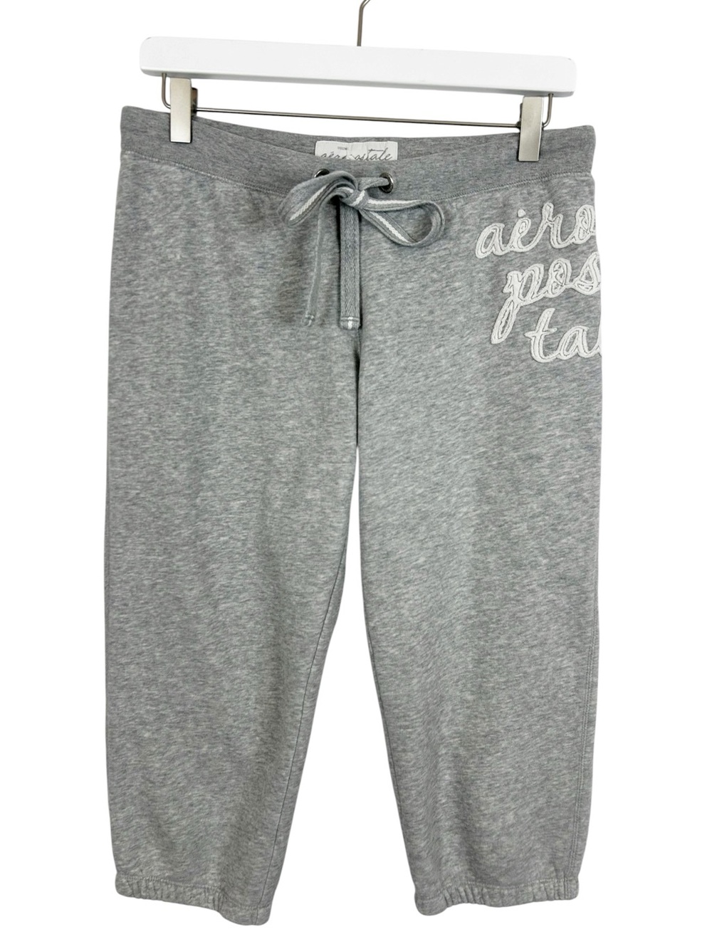 Aeropostale Heritage Capri Sweatpants Women's Size Medium Grey/White Y2K